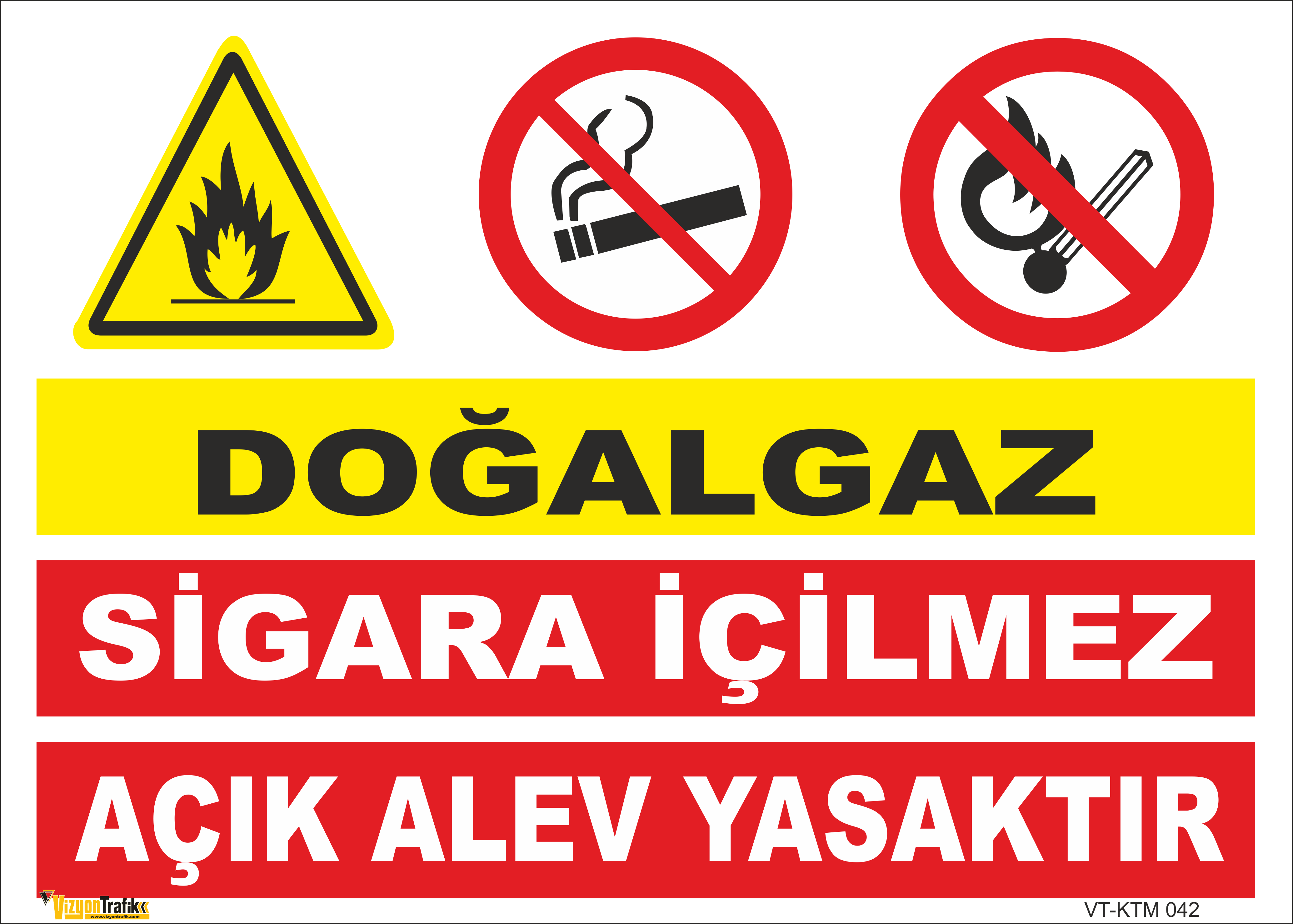 DOĞALGAZ-SİGARA İÇİLMEZ AÇIK ALEV YASAKTIR LEVHASI